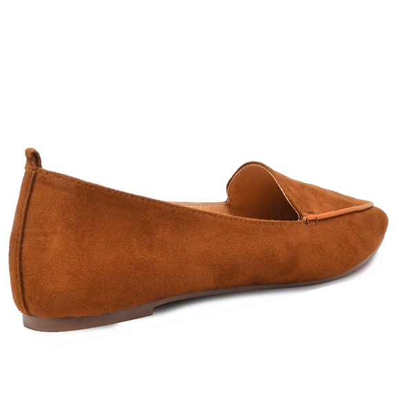 🛍 Women Tan Suede Loafer Flats - Picture 2 of 4
